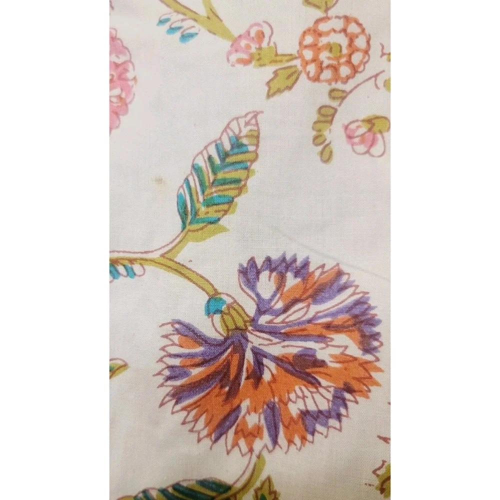 Women's 100% Cotton Robe Tropical Floral White Pink‎ *Missing Belt
